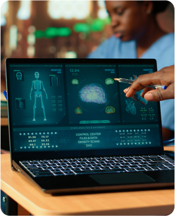 Medical professional analyzing digital health data on laptop screen